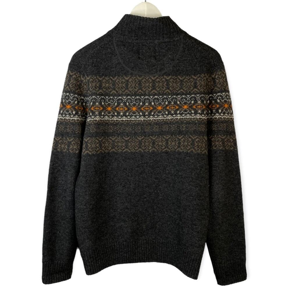 Telluride Clothing Fair-Isle Full Zip Cardigan Wool Blend Charcoal Gray Medium - Picture 12 of 13